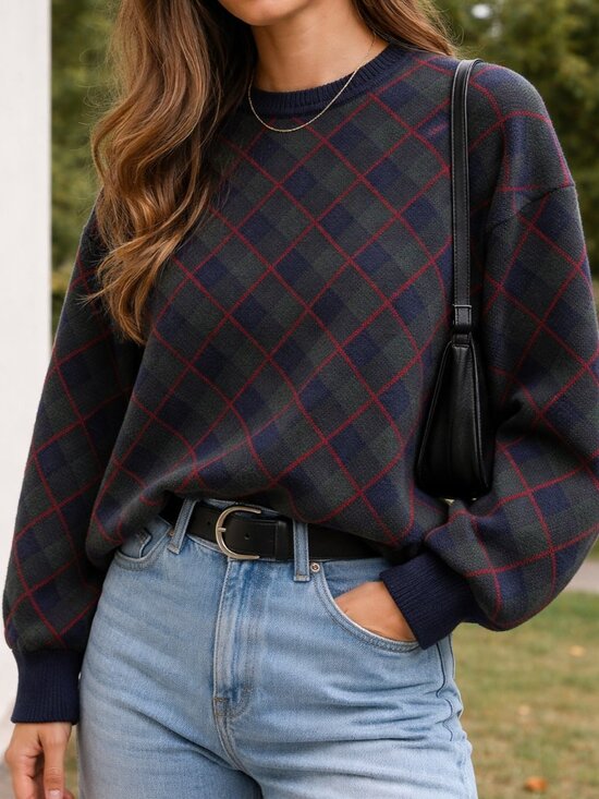 Woods & Gray Sweaters - Woods & Gray Argyle Sweater Navy Green Red Estimated Size Large Oversized Fit